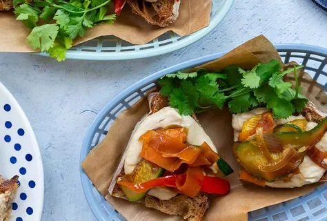 Toast with Butterbean Spread and ponzu-Glazed Vegetables