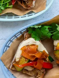 Toast with Butterbean Spread and ponzu-Glazed Vegetables