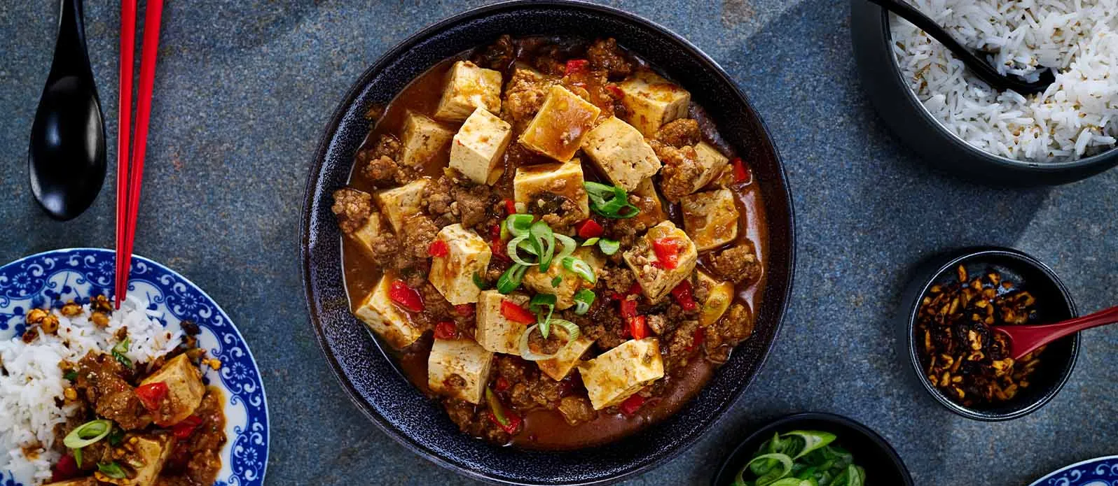 Mapo tofu with spicy beef and chilli-crisp