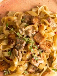 Creamy lemon and trout pasta