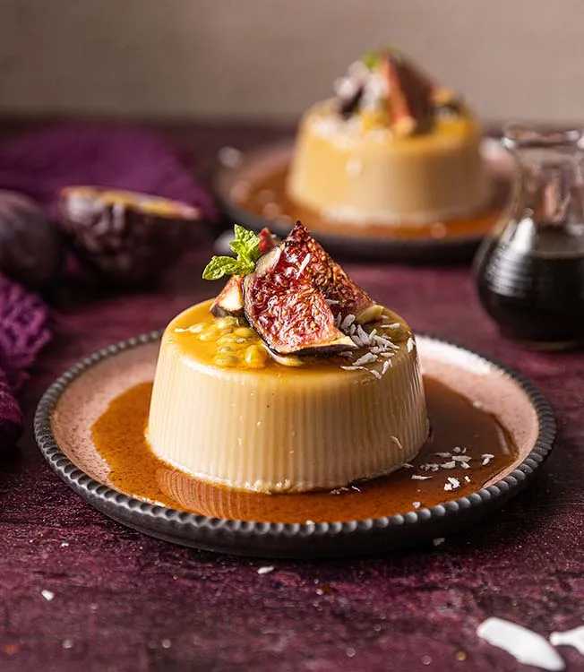 Coconut panna cotta with soy-ginger syrup