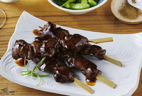 Fried chicken liver skewers