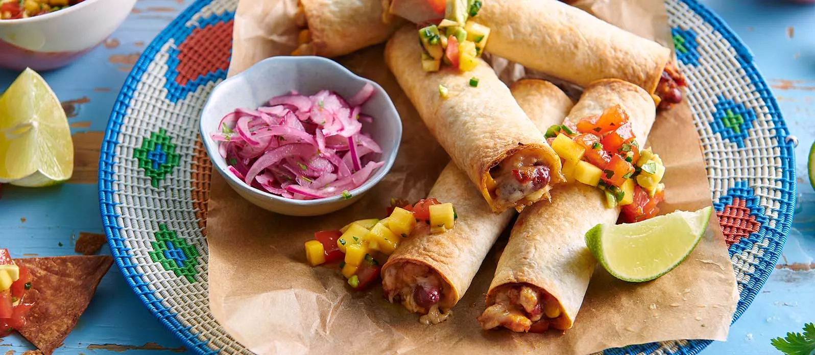 Crispy red bean, sweetcorn & pepper Taquitos