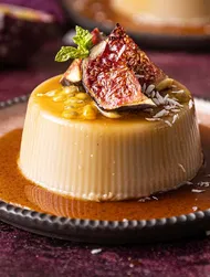 Coconut panna cotta with soy-ginger syrup