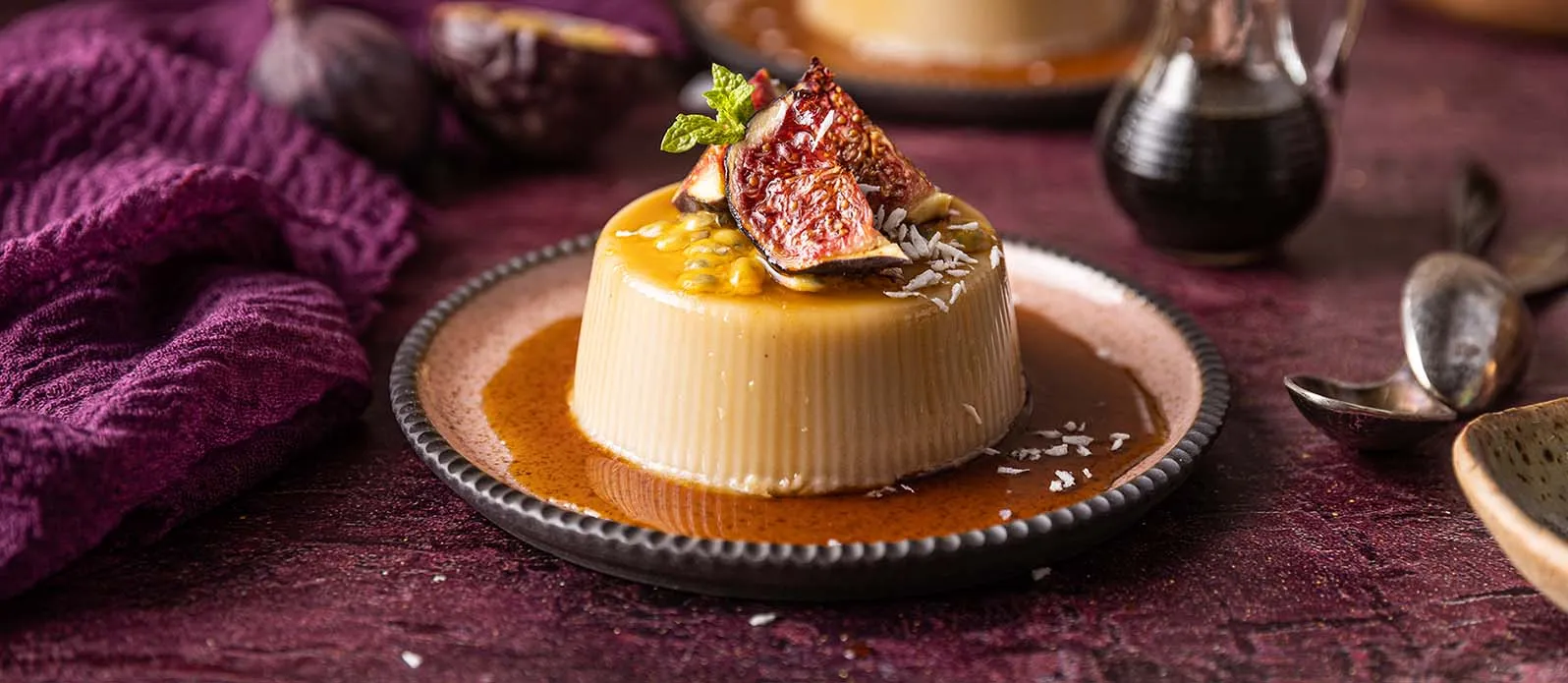 Coconut panna cotta with soy-ginger syrup