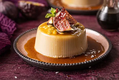Coconut panna cotta with soy-ginger syrup