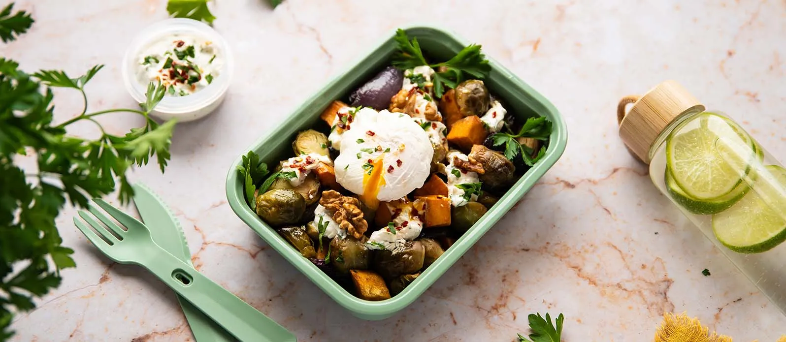 Roasted vegetables with feta dip