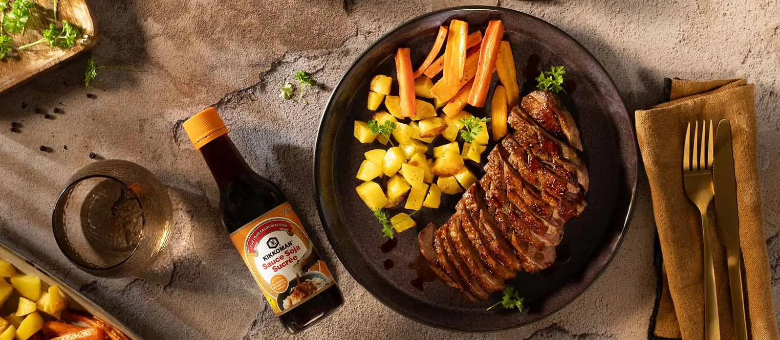 Sweet soy-glazed duck breast