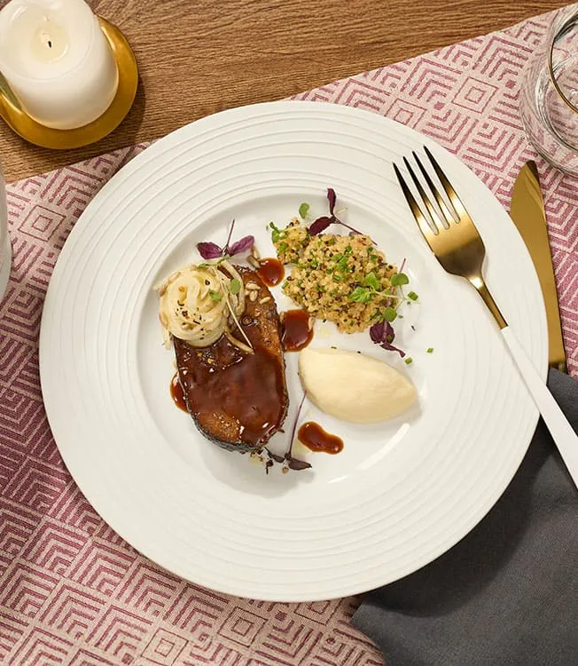 Braised beef shoulder with celeriac & quinoa