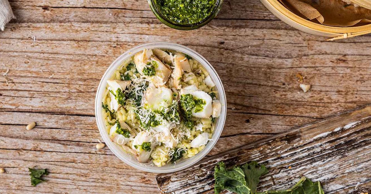 Creamy risotto with kale and cod | Kikkoman