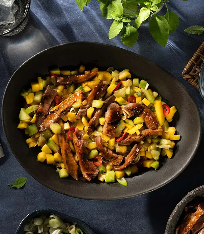 Teriyaki duck salad with Thai basil