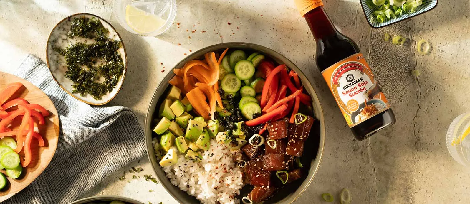 Tuna poke bowl with sweet soy