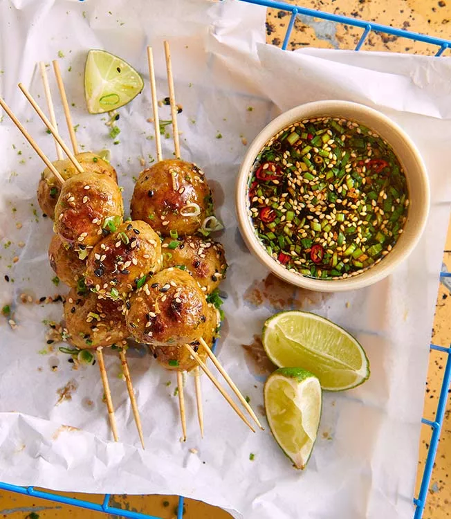 Fragrant Thai fish balls with tamari dipping sauce