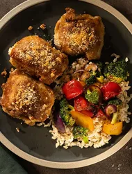 Crispy peanut butter chicken thighs