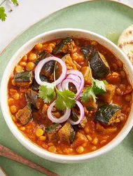 Smoky chana dal with aubergine