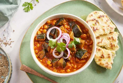 Smoky chana dal with aubergine