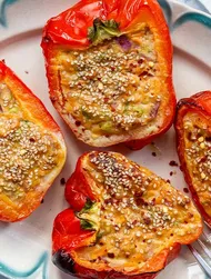 Baked Stuffed Peppers with Cottage Cheese Cream