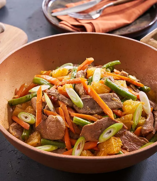 Duck stir-fry with orange and ginger