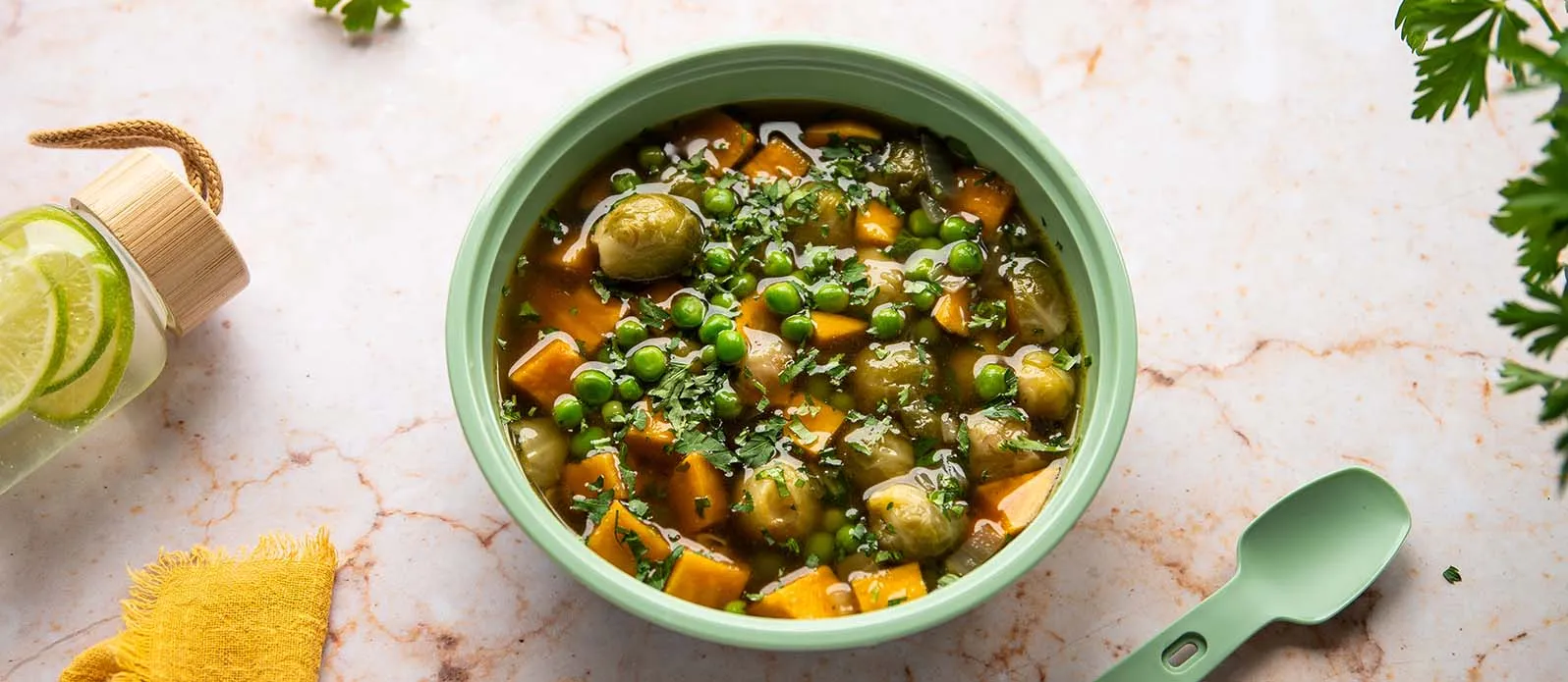 Sweet potato & pea soup