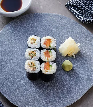 Maki Sushi with Sardines & Basil and Salmon Poke