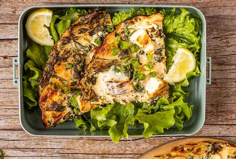 Sweet potato-based cod tart