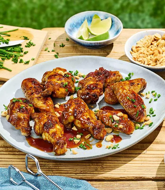 Sticky chicken wings with honey-lime glaze
