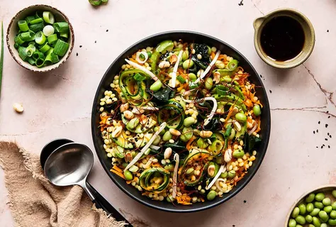 Couscous, edamame & wakame salad