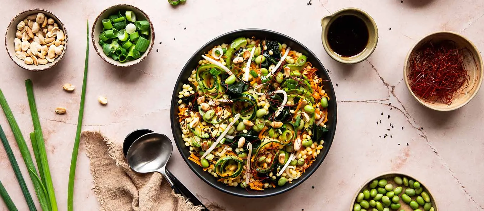 Couscous, edamame & wakame salad