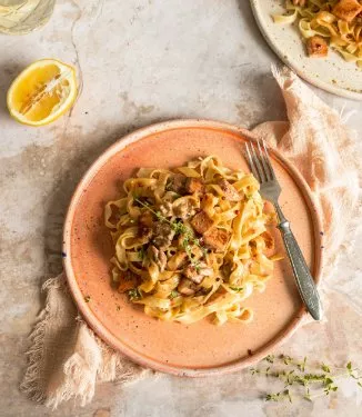 Creamy lemon and trout pasta