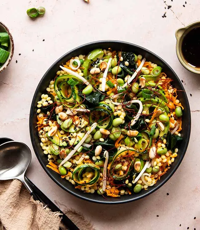 Couscous, edamame & wakame salad