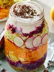 Rainbow salad with miso dressing