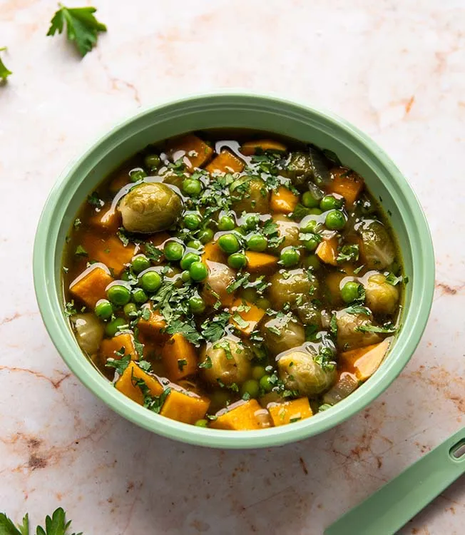Sweet potato & pea soup