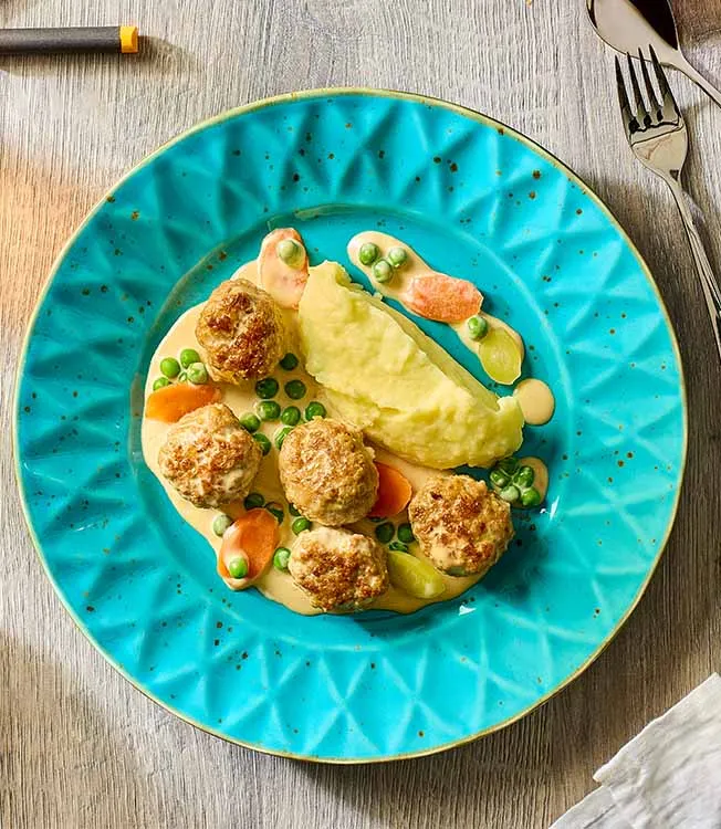 Meatball casserole with mash