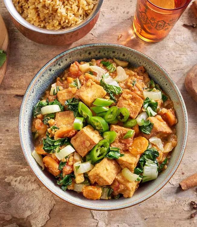 Red lentil dal with tofu and ginger