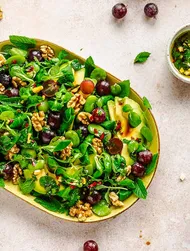 Avocado bean salad with grapes