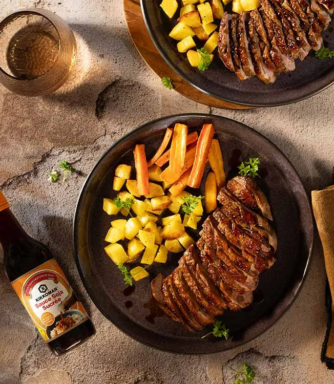 Sweet soy-glazed duck breast