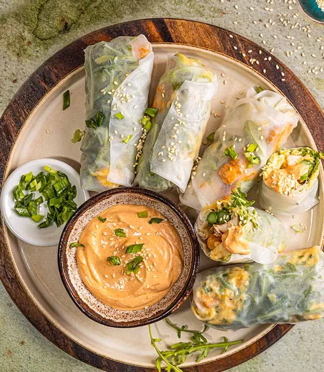 Chicken & asparagus summer rolls