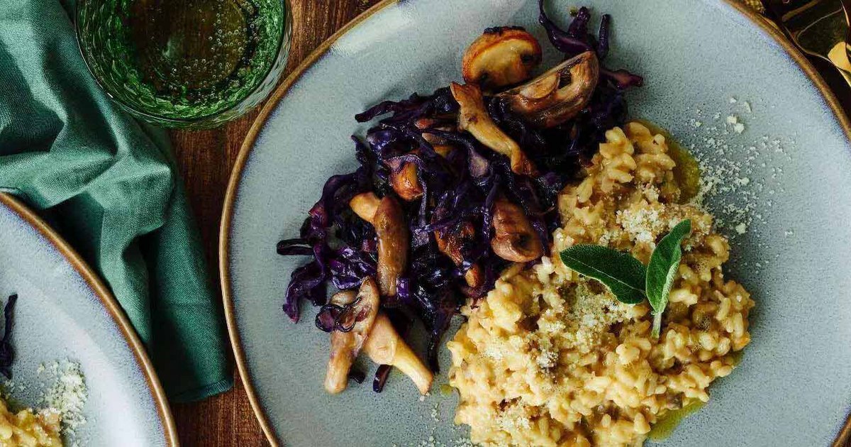 Festive Risotto with Mushrooms and Fresh Parmesan Chips | Kikkoman