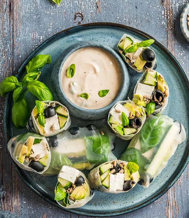 Veggie feta & olive summer rolls