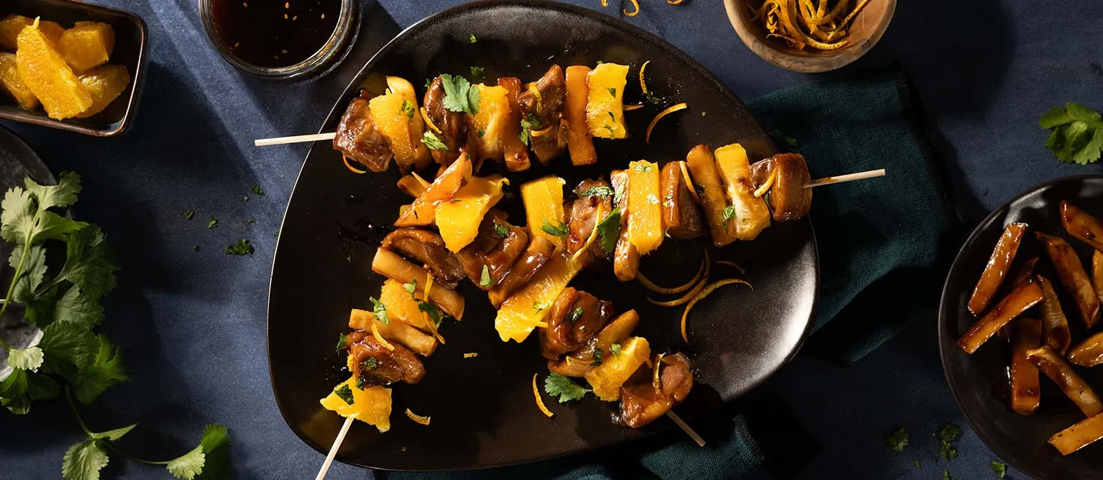 Teriyaki duck bites with orange