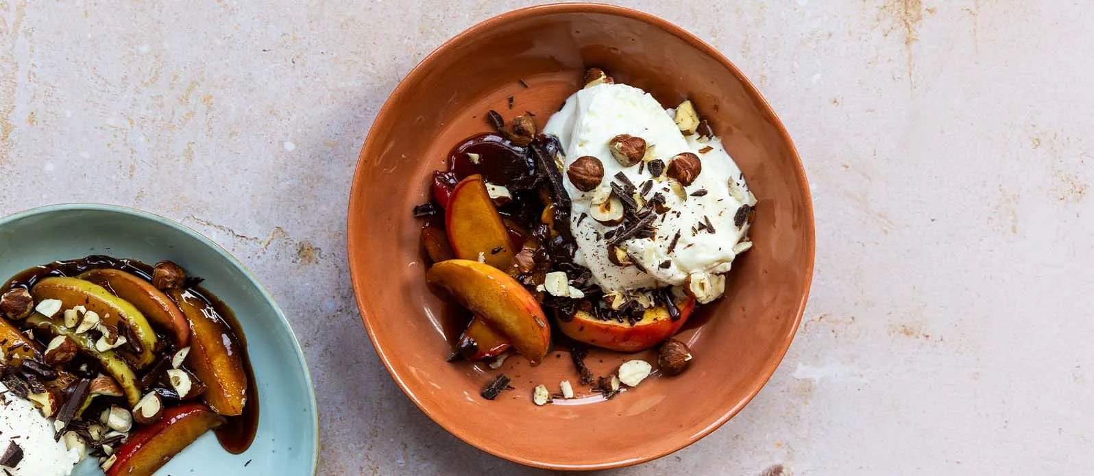Soy-Honey Caramelized Apples with Vanilla Ice Cream