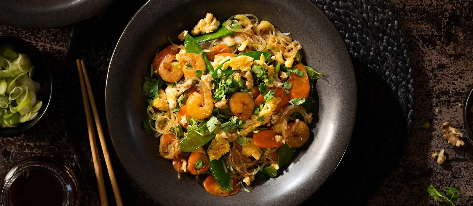 King prawn teriyaki glass noodles