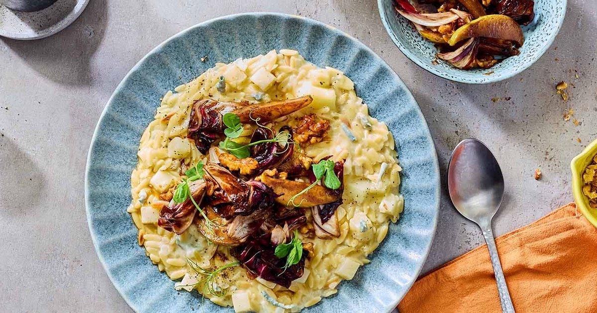 Celery and Gorgonzola risoni with radicchio salad | Kikkoman