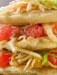 Vegan pancakes with fennel coleslaw