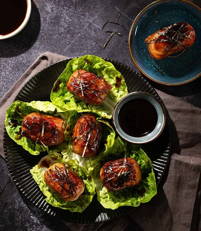 Nikumaki onigiri with crispy bacon