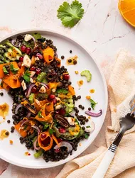 Lentil salad with dates & citrus dressing