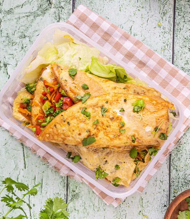 Asian omelette with stir-fried vegetables