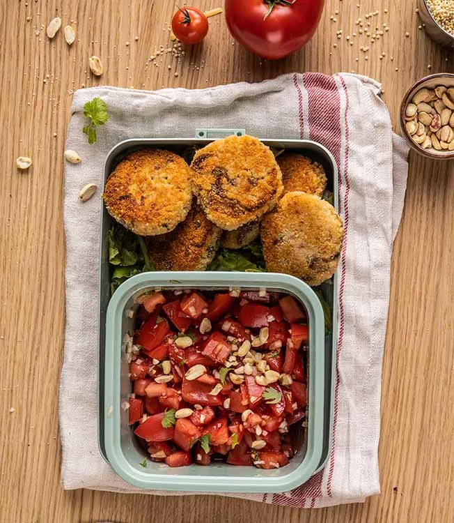Millet patties with mushrooms and cheese