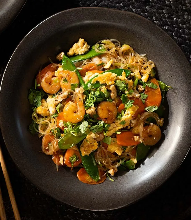 King prawn teriyaki glass noodles