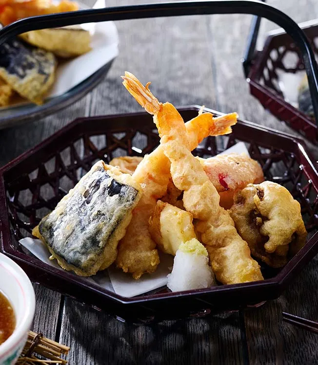Tempura with seafood and vegetables